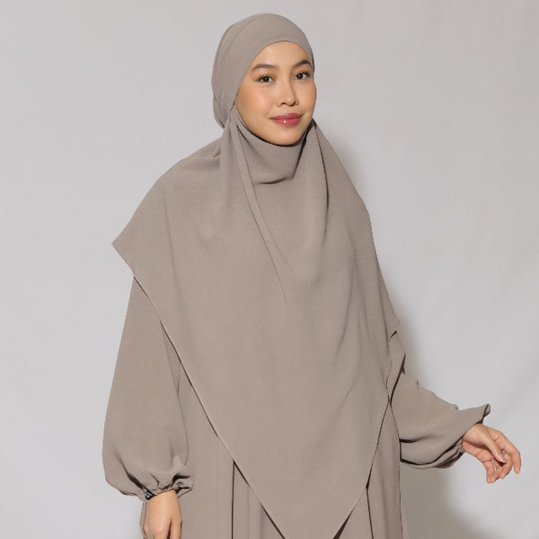 Fatima Khimar Only Grey Cream S/M