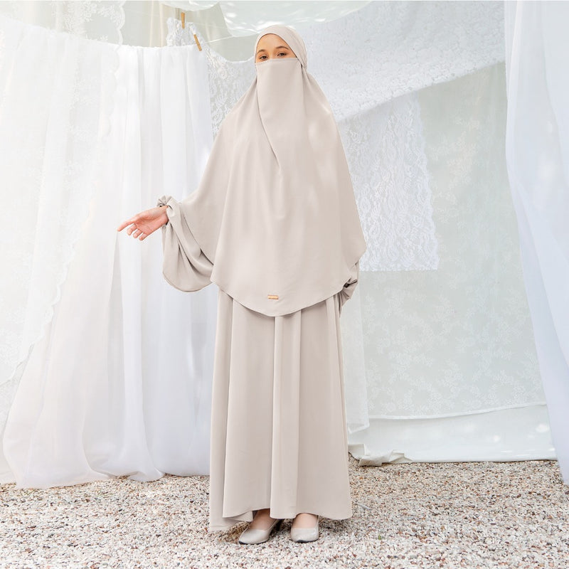 Mida Abaya Khimar Set in Khaki (Lozy x Hamidah)