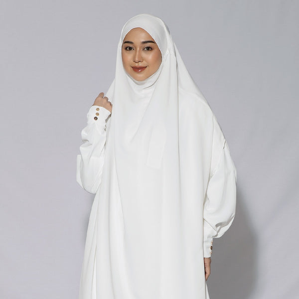 Sabiya French Khimar Lozy X Cut Syifa Broken White (Khimar Only)