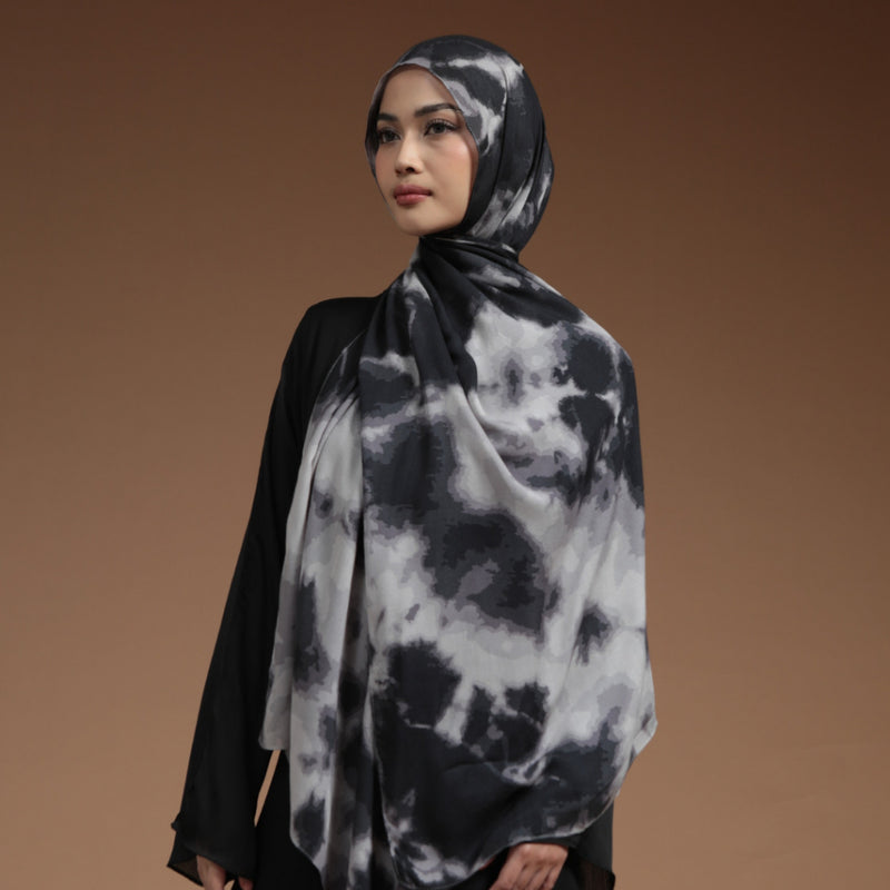 Viscose Printed Modal Graphite Watercolor