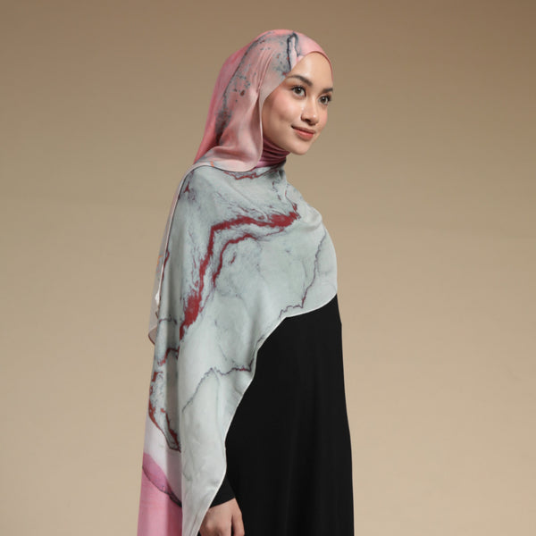 Viscose Printed Modal Fuschia Marble