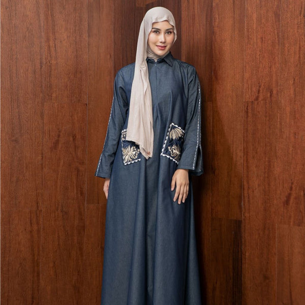 Irish Dress Denim Embroidery Blue Denim