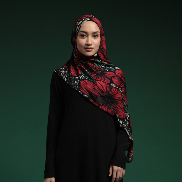 Viscose Printed Modal Crimson Floral