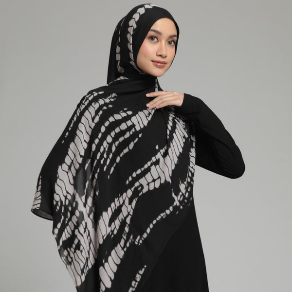 Viscose Printed Modal Black Ripple