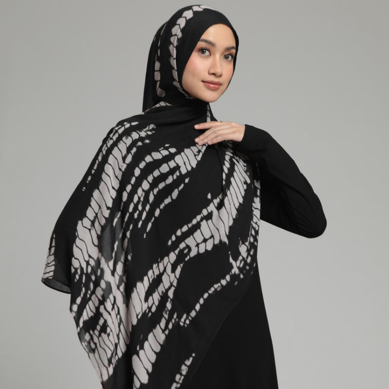 Viscose Printed Modal Black Ripple