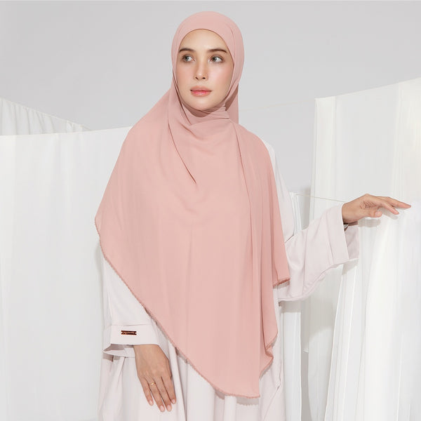 Embroidery Inner Shawl Lozy X Hamidah Soft Pink