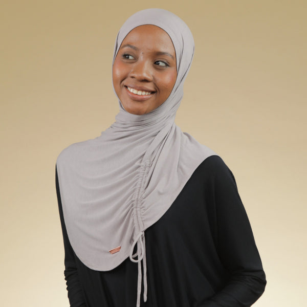 Liora Instan (Hijab Instan Serut Sport Rayon) Grey Cream