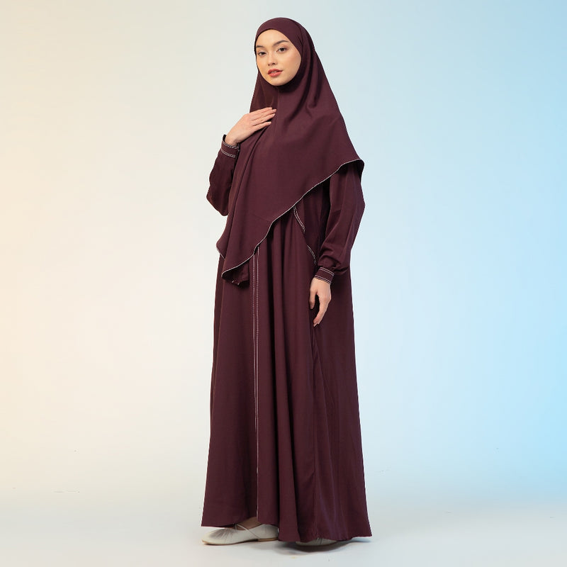 Humaya Abaya Set Violet New Material