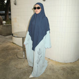 Marwa Embroidery Abaya Ice Blue Series 1