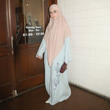Marwa Embroidery Abaya Ice Blue Series 1