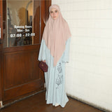 Marwa Embroidery Abaya Ice Blue Series 1