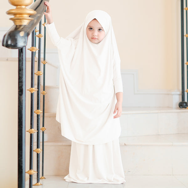 Shameera Prayer Set Kids in Broken White 1-2 Tahun (Lozy x Hamidah)