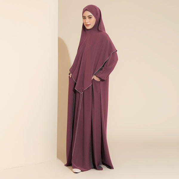 Pre Order Humaya Abaya Set Ruby Wine