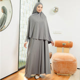 Hafisa Abaya Set Stone Grey