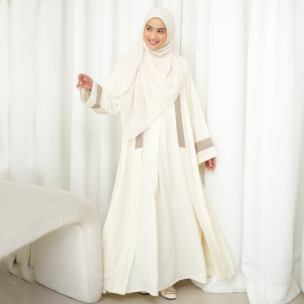 Faaza Abaya Set (One Set Gamis Syari) Vanilla Size L-XL