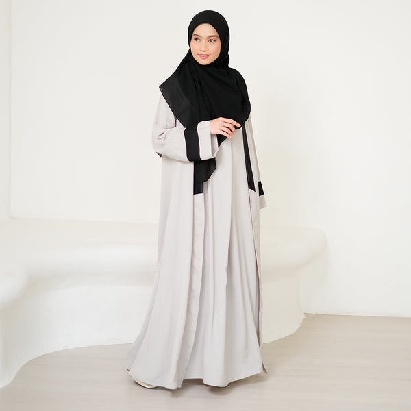 Faaza Abaya Set (One Set Gamis Syari) Light Grey Size S-M