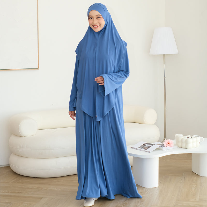 Saira Abaya Set Steel Blue