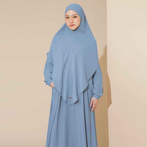 Pre Order Humaya Abaya Set Steel Blue