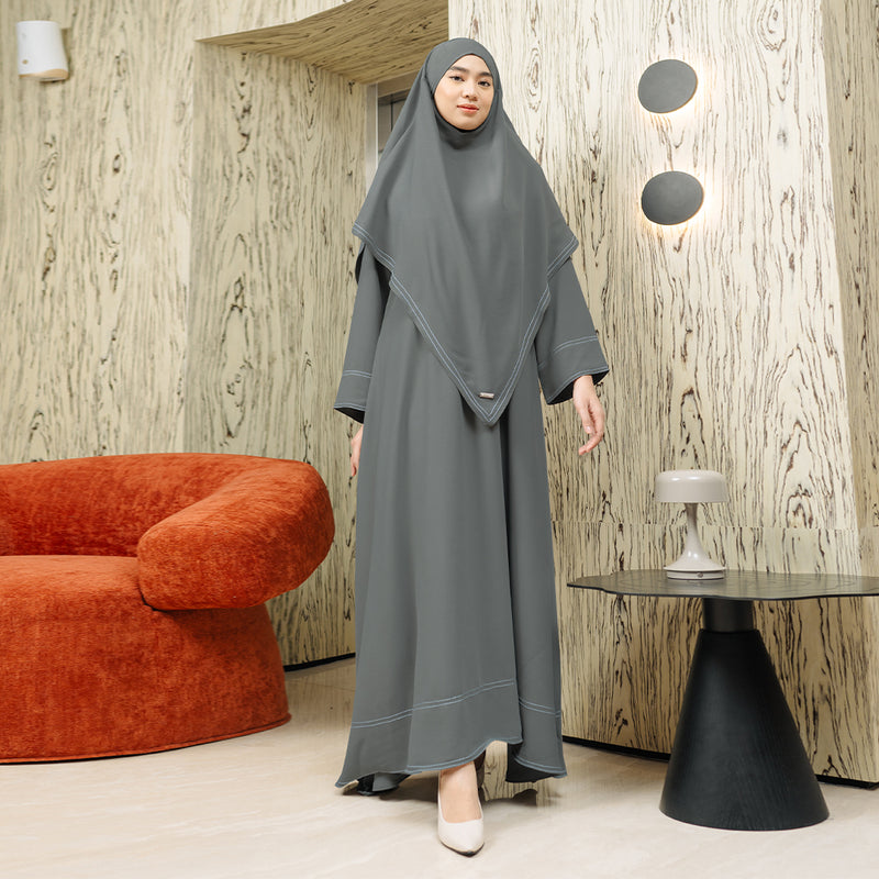 Sadia Abaya Set Stone Grey