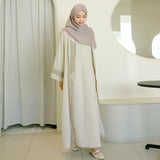 Faaza Abaya Set (One Set Gamis Syari) Cream Size S-M
