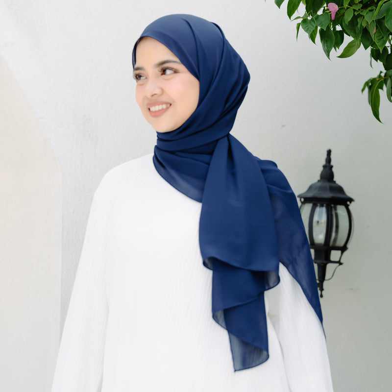 Bawal Instan Shawl Tali (Pashmina Tali Ceruti Babydoll) Navy