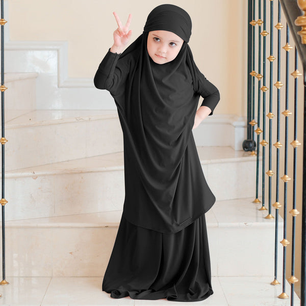 Shameera Prayer Set Kids in Black 3-4 Tahun (Lozy x Hamidah)