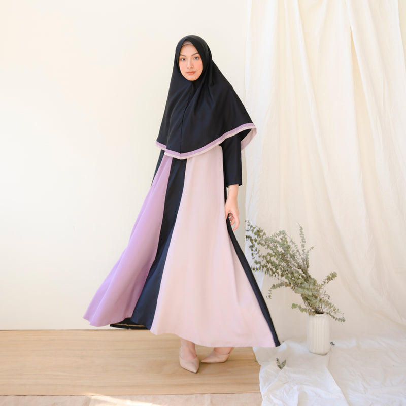 Kaira Dress (Gamis Syari Wanita) Purple Beige