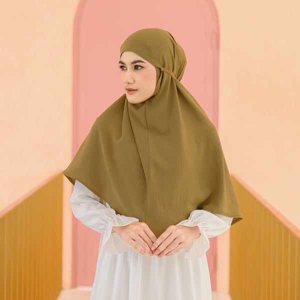 Biyya Instan (Bergo Crinkle) Dark Gold Mustard