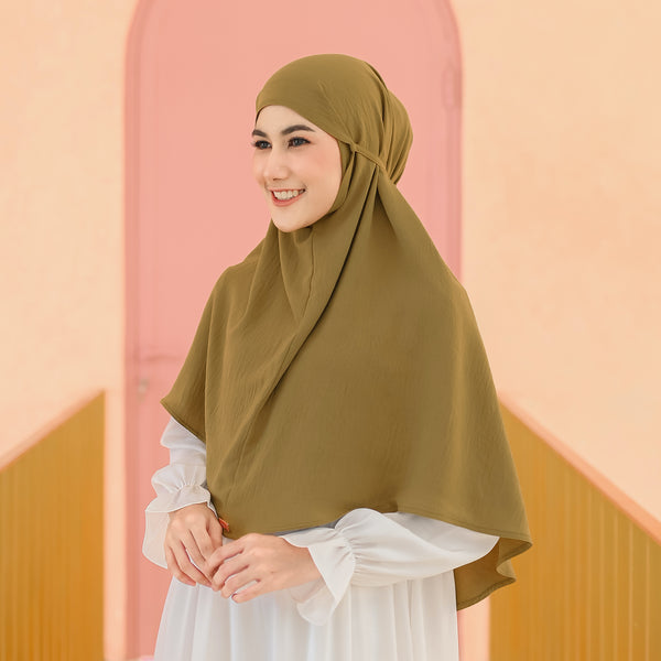 Biyya Instan (Bergo Crinkle) Dark Gold Mustard