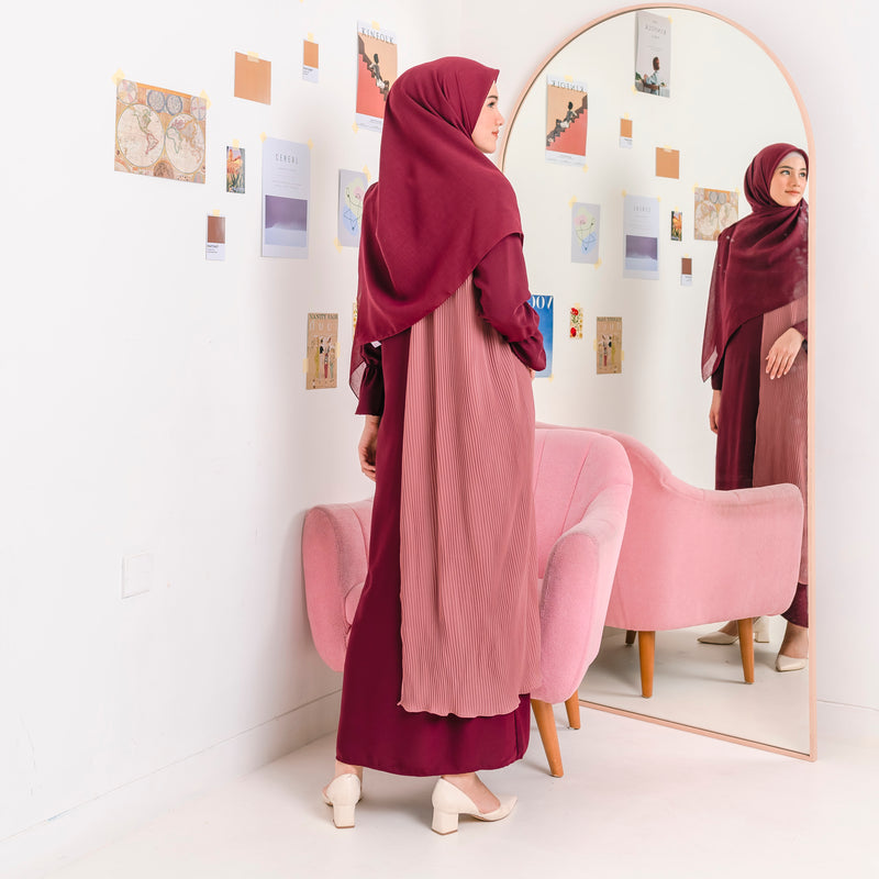 Haura Dress (Gamis Syari Wanita) Burgundy