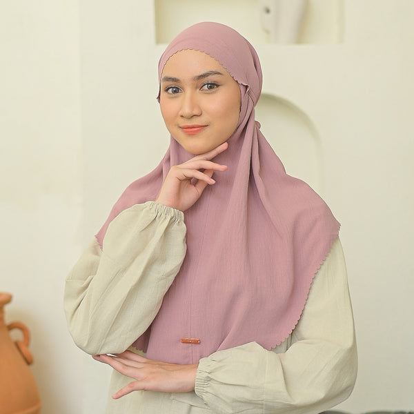 Biyya Instan Lasercut (Bergo Crinkle) Dark Nude Pink
