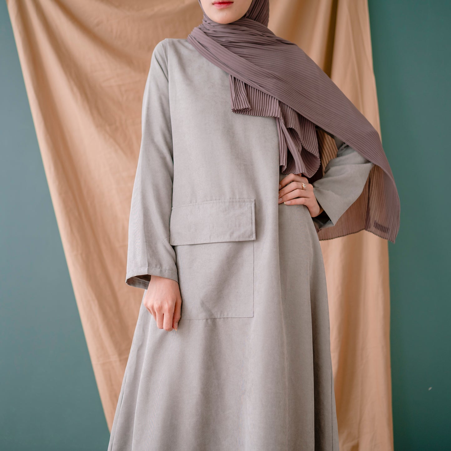 Laraya Dress (Gamis Syari Wanita) Dove Grey