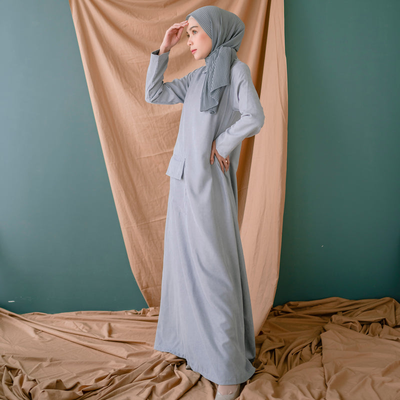 Laraya Dress (Gamis Syari Wanita) Grey