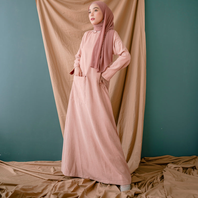 Laraya Dress (Gamis Syari Wanita) Pink Pastel