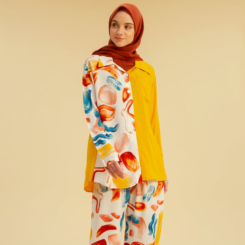 Naura Pajamas Kombinasi Watercolor Yellow