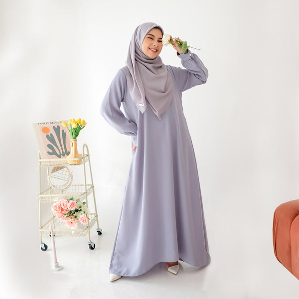 Sahara Dress (Gamis Syari Polos) Blue Pastel L