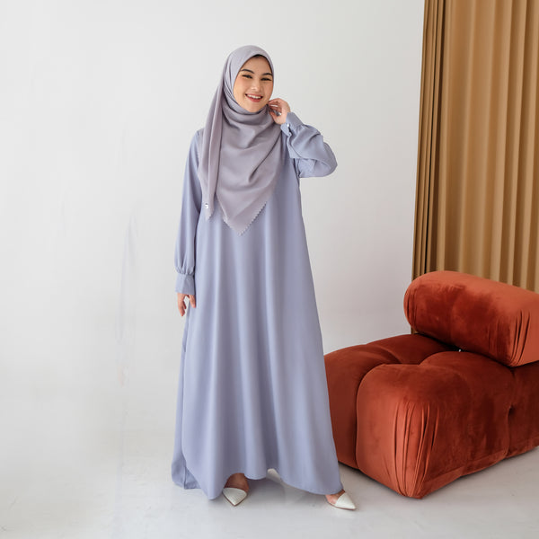 Sahara Dress (Gamis Syari Polos) Blue Pastel L