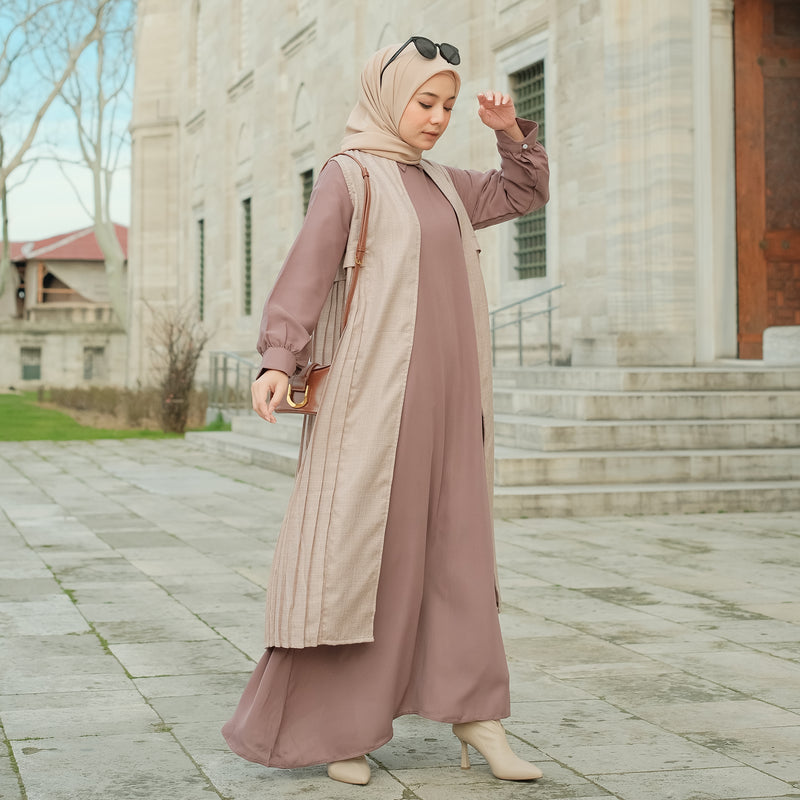 Sahara Dress Set (Gamis Syari Wanita) Brown Muffin Size M