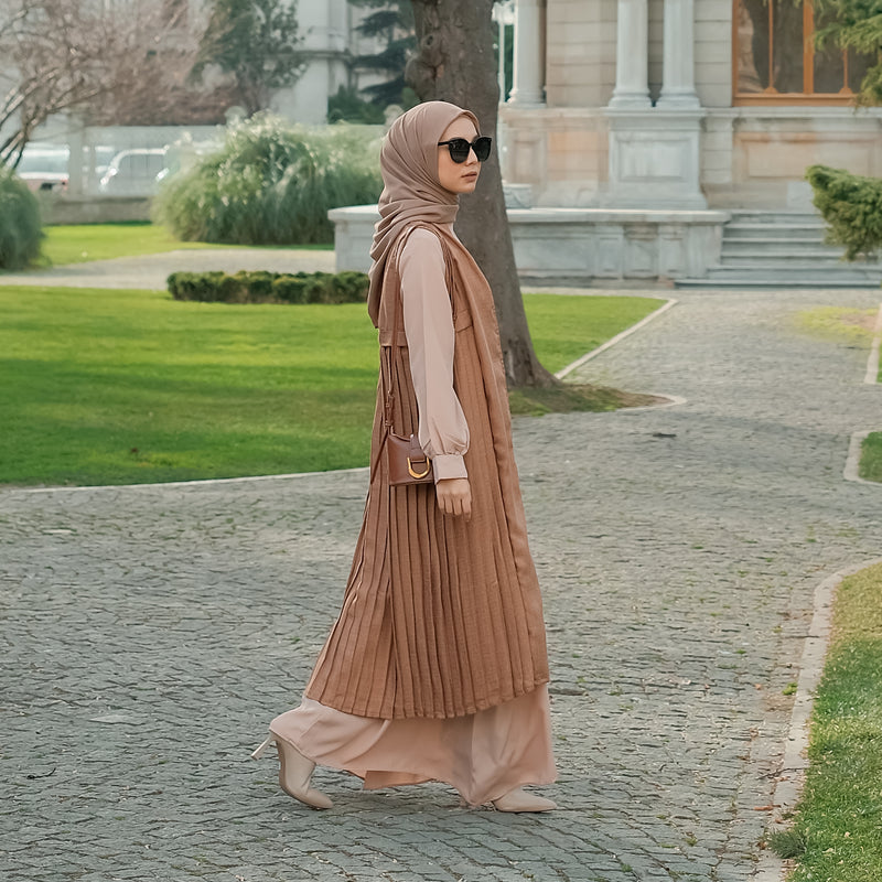 Sahara Dress Set (Gamis Syari Wanita) Creamy Brown Size M