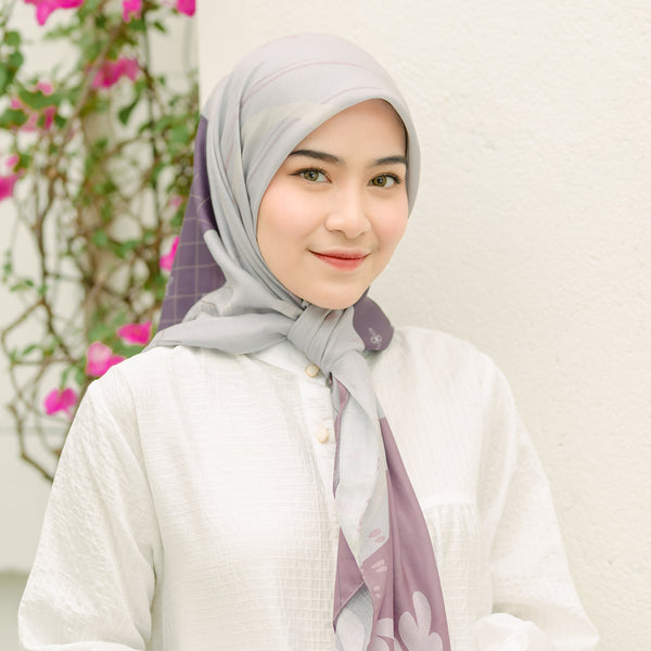 Hijab Pattern Floral Series Grey Porpoise