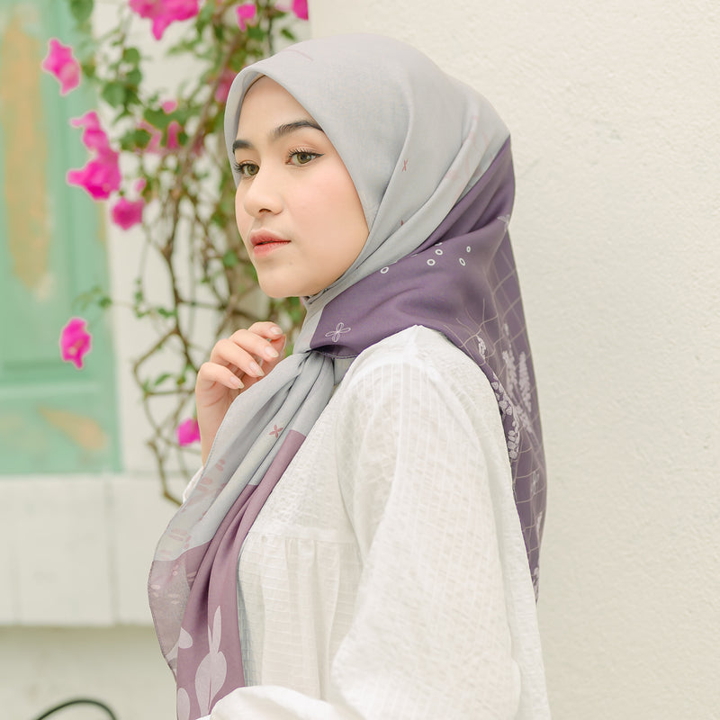 Hijab Pattern Floral Series Grey Porpoise