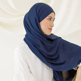 Rayya Silk Lasercut Navy (Pashmina Silk)