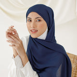 Rayya Silk Lasercut Navy (Pashmina Silk)